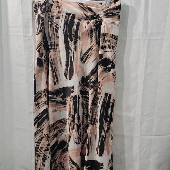 DKNY Women's Ruched Pink Multi -print Maxi Skirt Size 12 - Picture 2 of 11